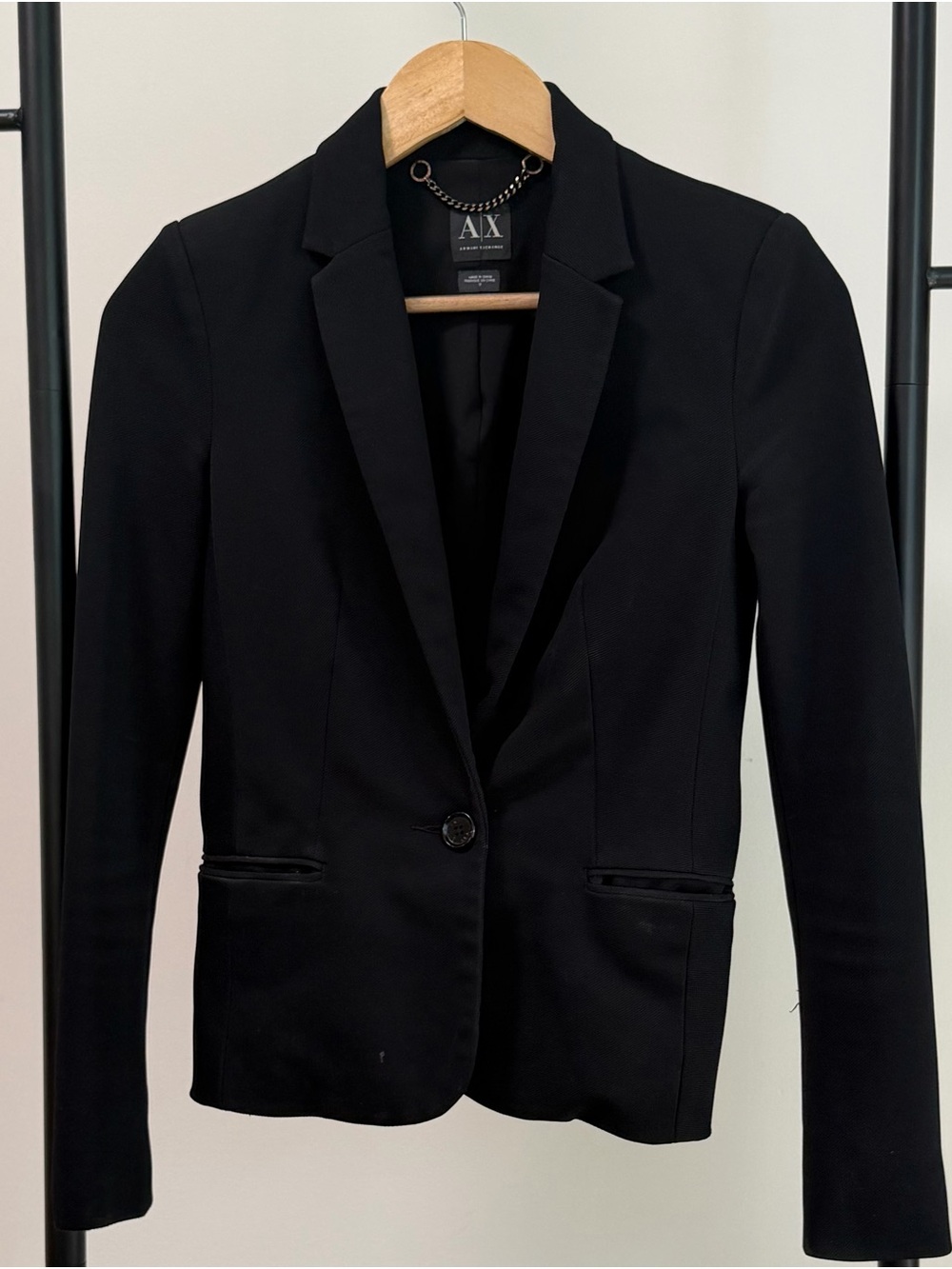 A/X Armani Exchange Black Women's Tailored Single-Button Blazer Size 0